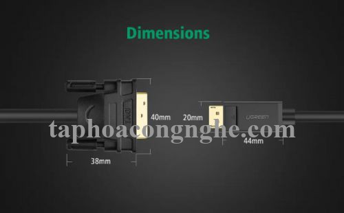 Ugreen 10222 3M màu Đen Cáp chuyển đổi DP sang DVI 24 + 1 Hỗ trợ độ phân giải 1920x1201 DP103 30010222